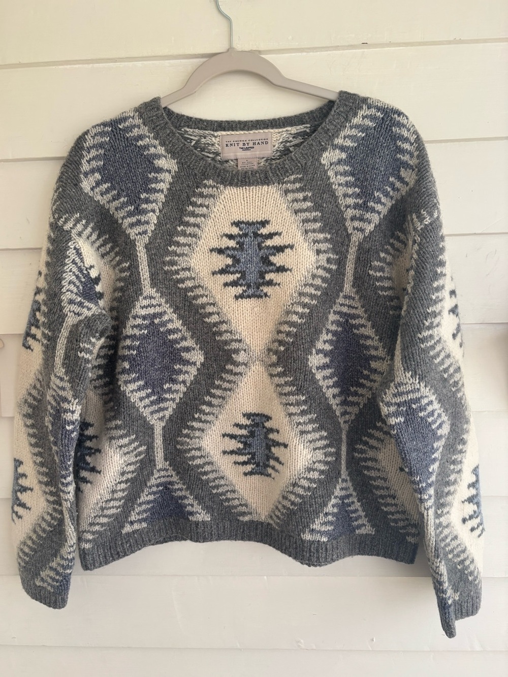 Vintage The Limited Women's Southwestern Hand Knit Wool & Cotton Sweater Size L